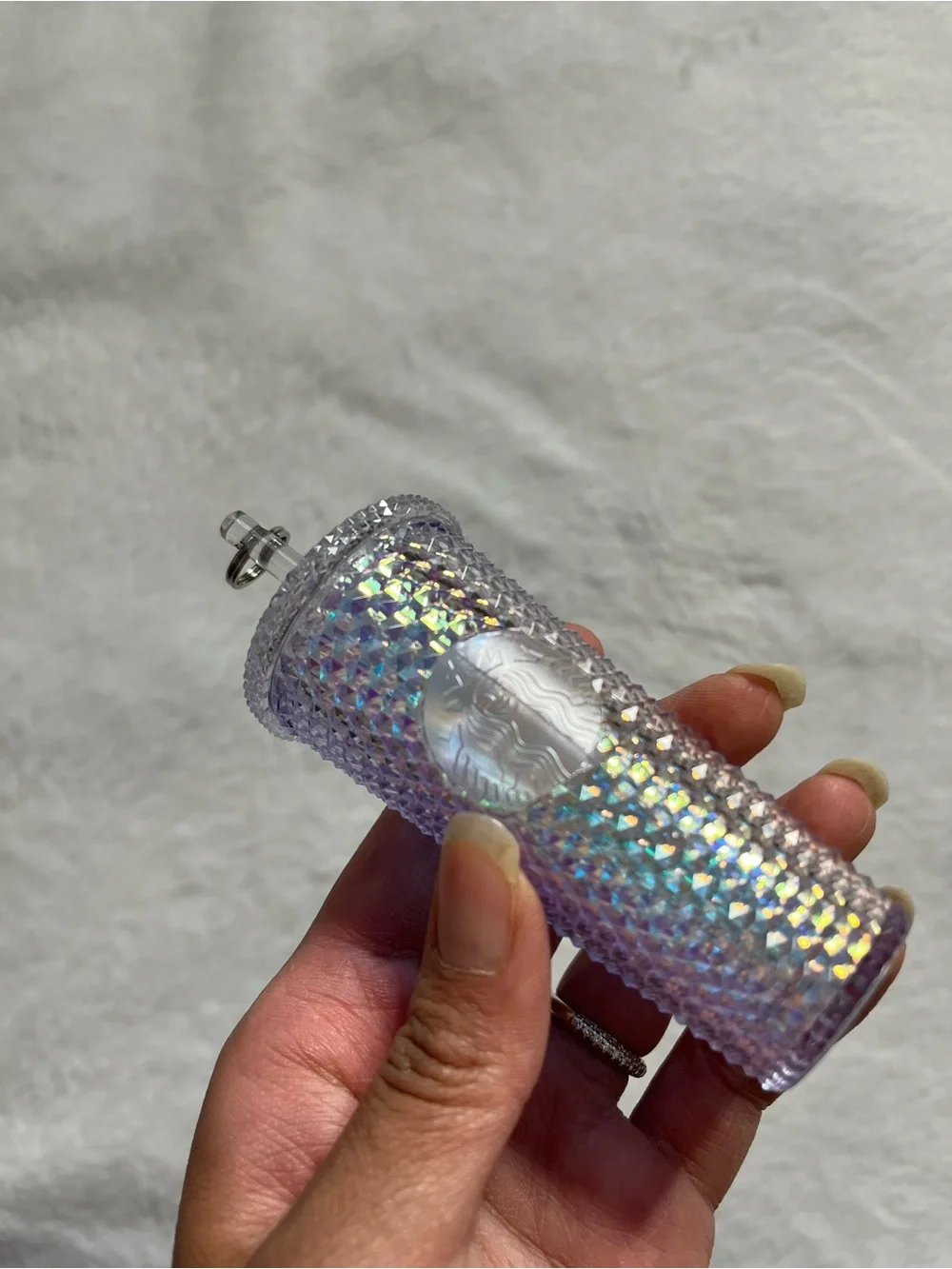 Starbucks white Iridescent Studded Cold Cup with Clear Straw